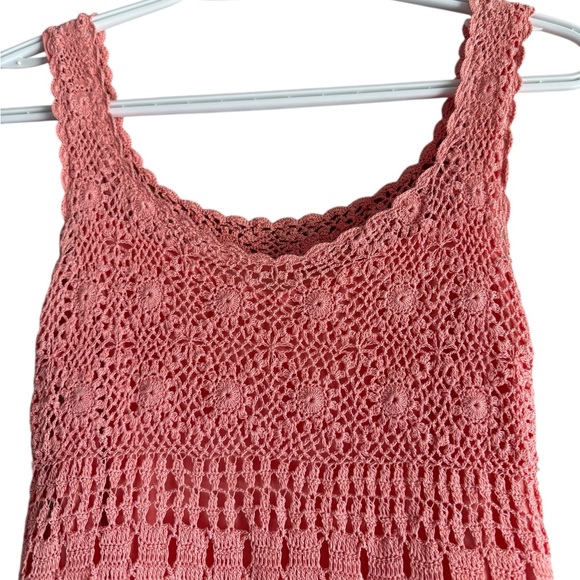 Crochet dress with slip liner,  peachy orange, floral
Crochet bodice. Size small - Picture 3 of 11